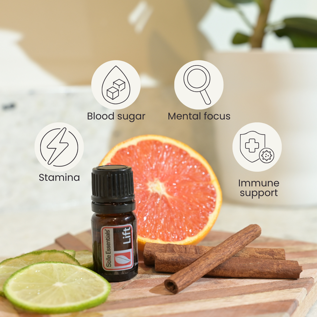 Lift Solle Essential by Solle Naturals Benefits with grapefruit and cinnamon